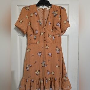 Altar'd State Floral Mini Dress - Orange and Lavender